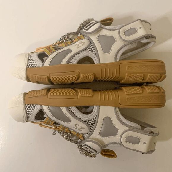 Gucci Fabric Mesh Tinsel Platform Embellished Dad Sandal EU 37 US 7 Velcro Strap - Picture 10 of 12